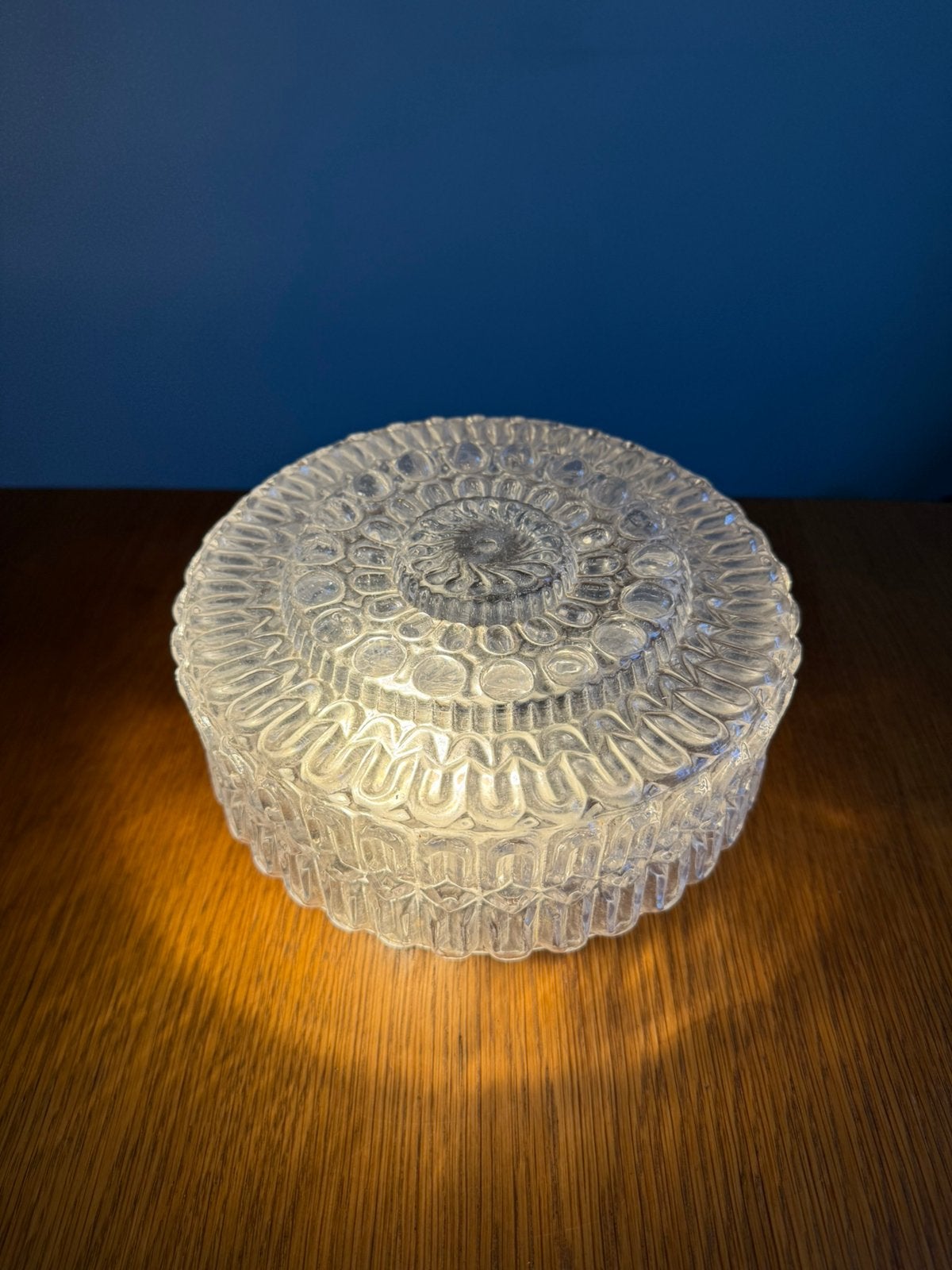 Vintage midcentury glazen plafondlamp - glas jaren 70 design, Ophalen of Verzenden, Zo goed als nieuw, Glas
