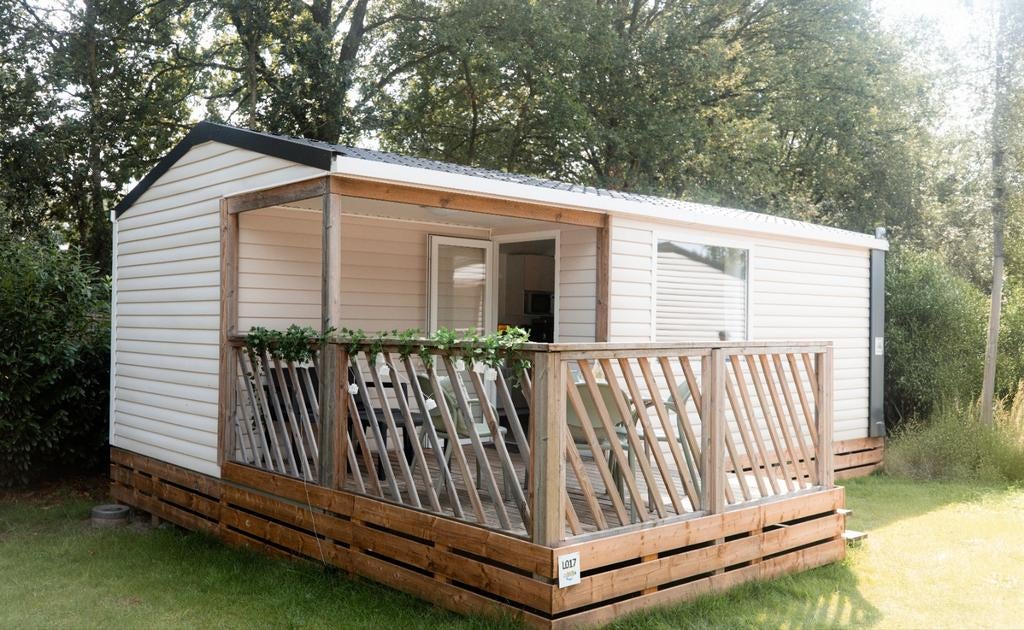 Te koop 4 persoons chalet in Twente verhuur toegestaan, Caravans en Kamperen, Stacaravans, Tot en met 4