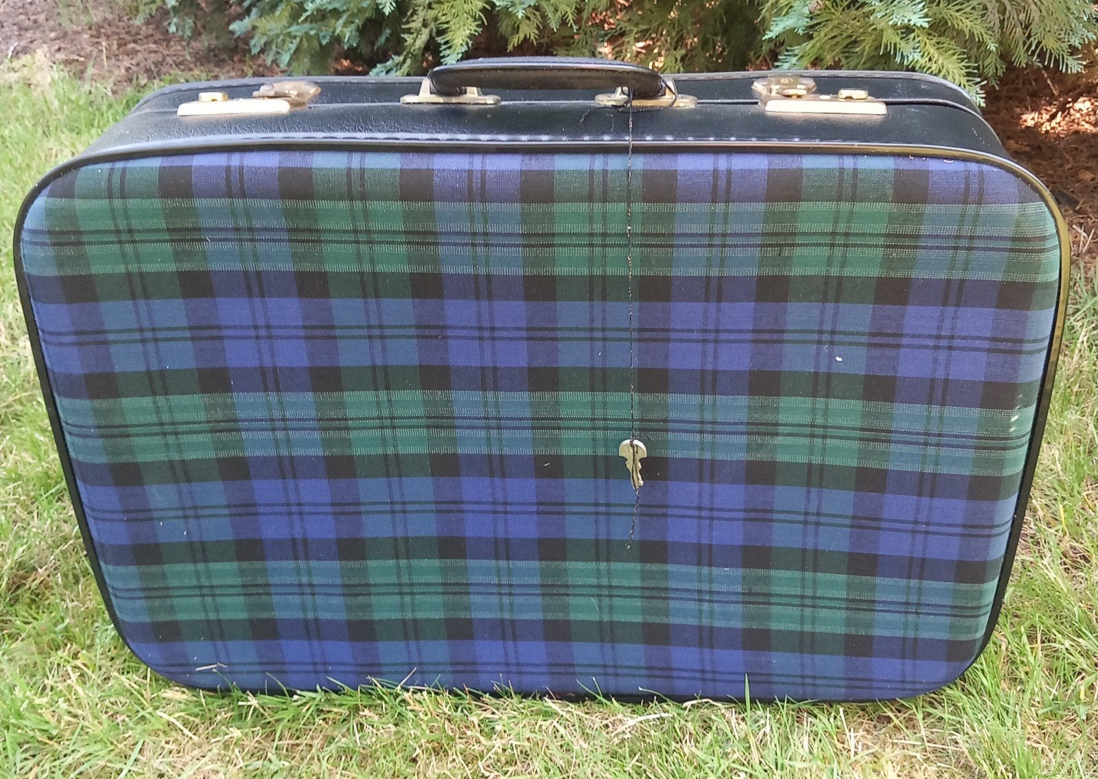 Vintage Koffer met Schotse Ruit - 56x38x16cm, Overige materialen, Gebruikt, 50 tot 60 cm, Slot
