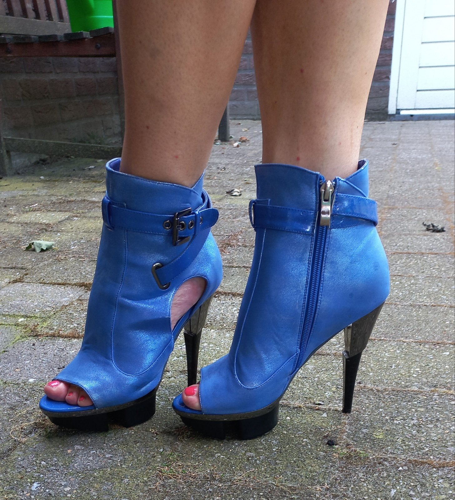Sergio Todzi blauwe open-teen enkellaarsjes met hoge hak, Verzenden, Blauw