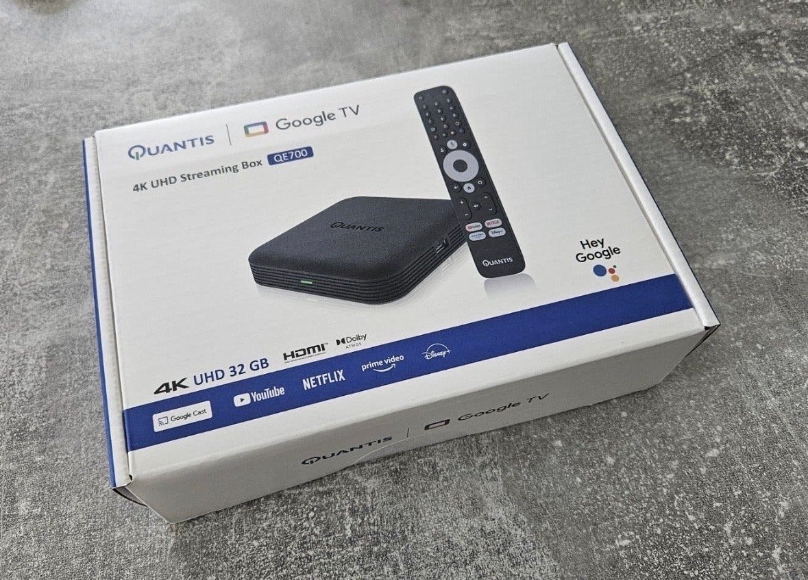 Quantis QE700 4K UHD Streaming Box met Google TV, Verzenden, Nieuw, HDMI, Zonder harde schijf