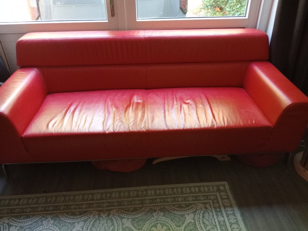 artifort bank rood leer, Ophalen, Design, 150 tot 200 cm, Tweepersoons