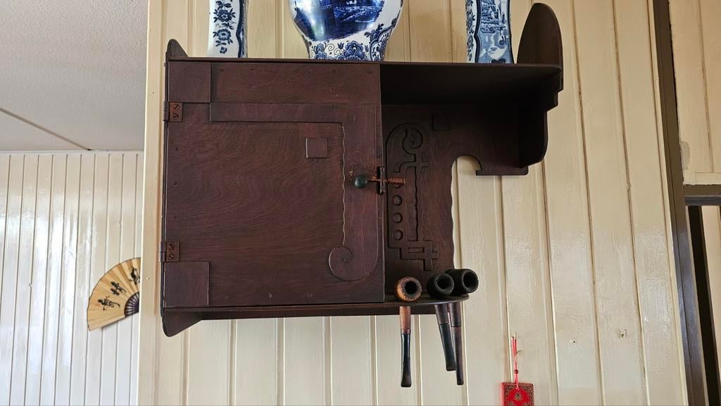 Pijpen Kast / Houten Wandkast Vintage, Ophalen