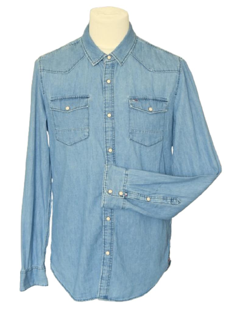 Tommy Hilfiger Denim spijkeroverhemd, jeans shirt, Mt. M, Tommy Hilfiger, Halswijdte 39/40 (M), Zo goed als nieuw, Verzenden