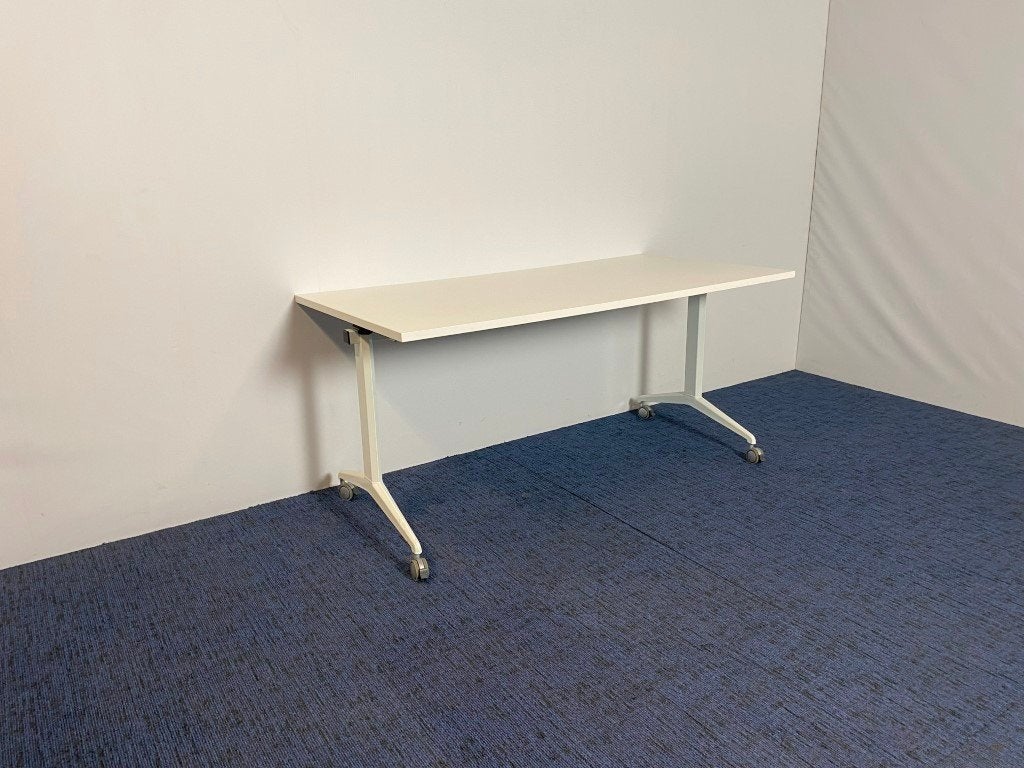 Verrijdbare/inklapbare tafel, wit blad, 160 x 80 cm., Ophalen, Met wielen, Gebruikt