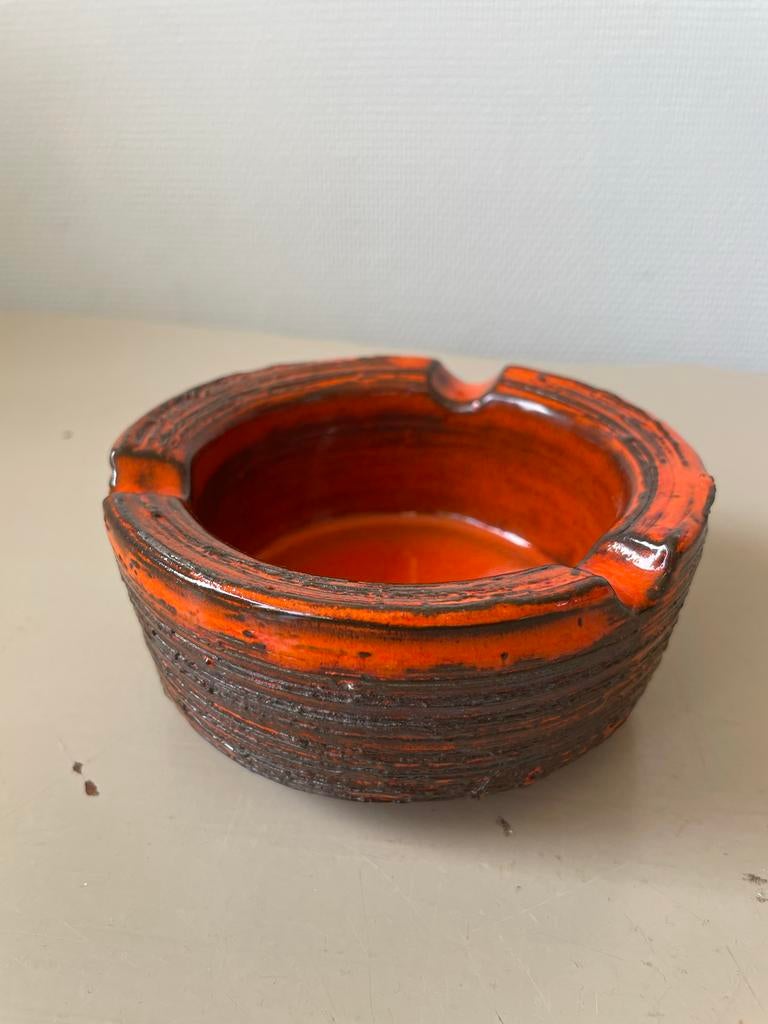 Vintage stenen asbak - Oranje Fat Lava stijl, Antiek en Kunst, Ophalen of Verzenden