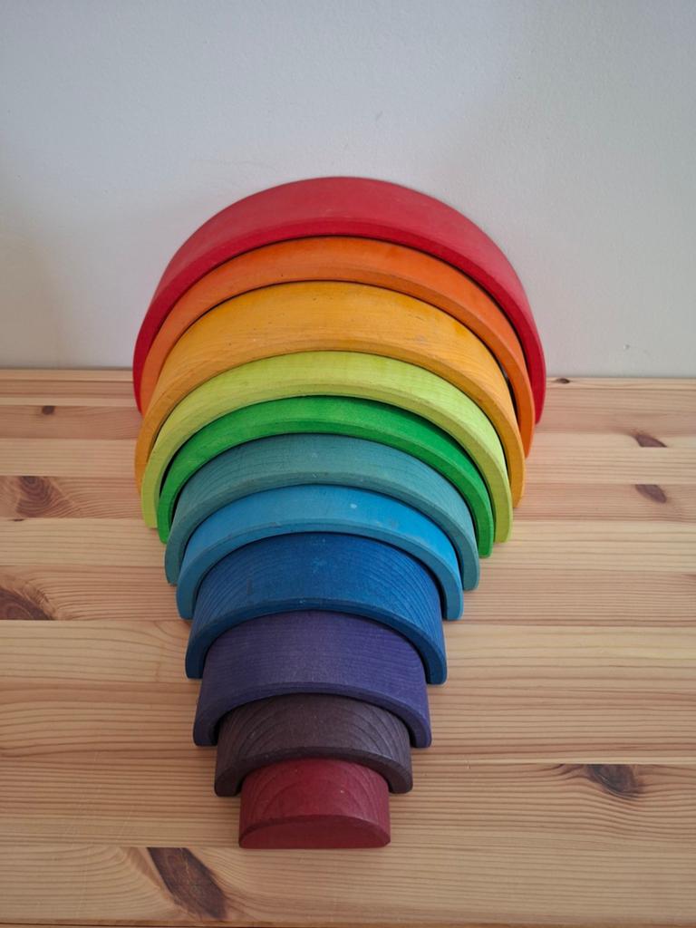 Houten Regenboog Stapeltoren - Grimm's stijl, Kinderen en Baby's, Speelgoed | Houten speelgoed, Ophalen of Verzenden, Gebruikt