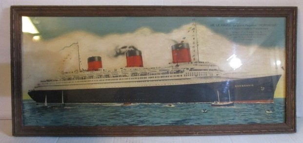 originale kader ocean liner pakketboot de Normandie, Verzenden, Kaart, Foto of Prent