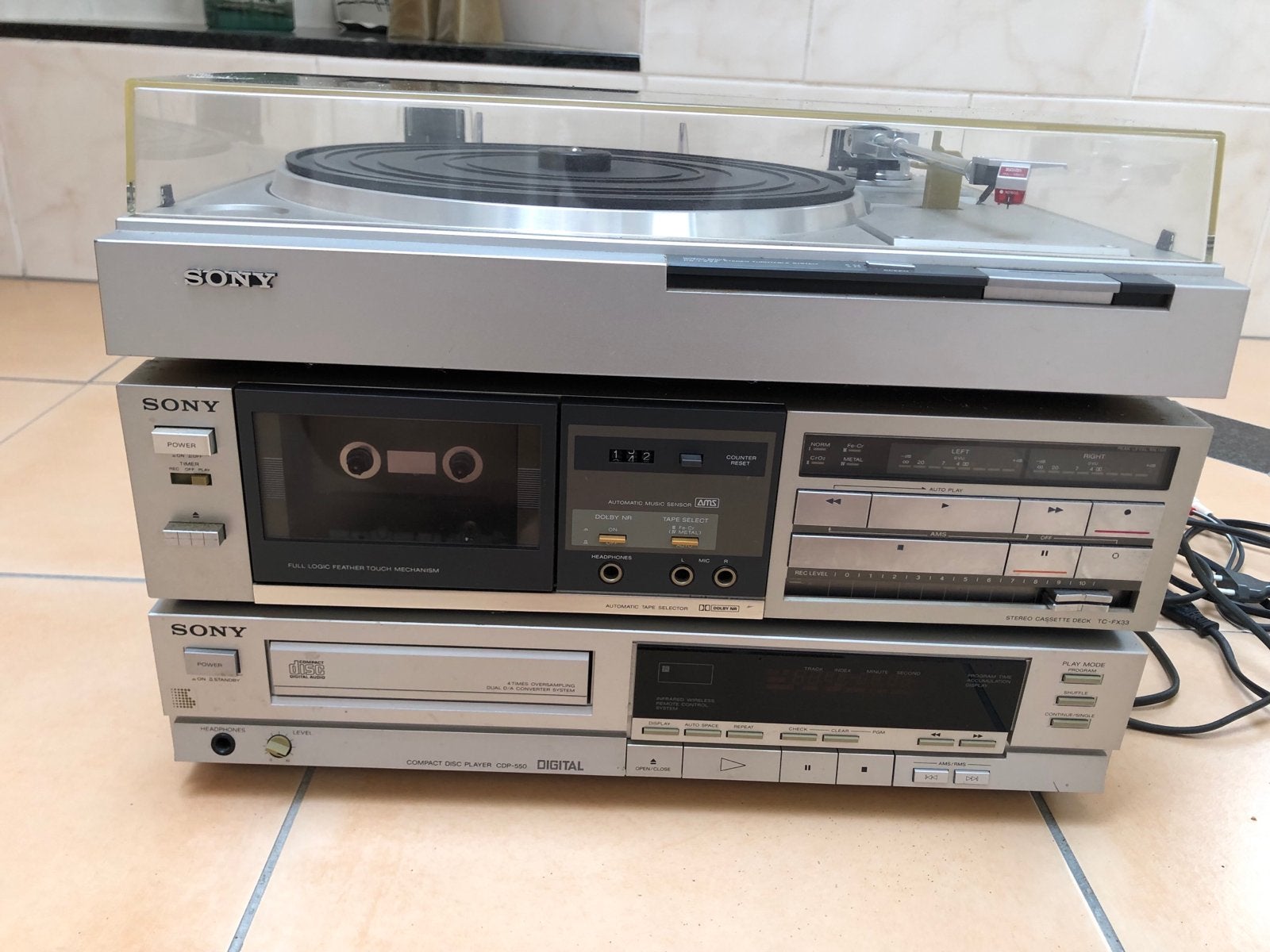 Sony Hifi Set: Platenspeler, Cassette, Versterker CD-speler, Gebruikt, Cassettedeck, Sony, Losse componenten