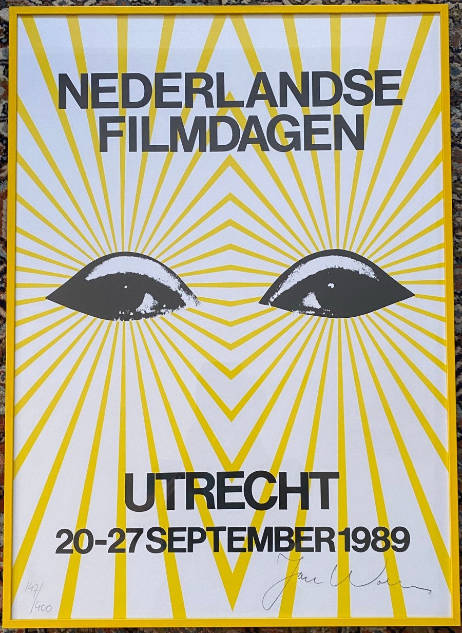 Zeefdruk Jan Wolkers - Nederlandse Filmdagen Utrecht 1989, Ingelijst, Ophalen, Zeefdruk