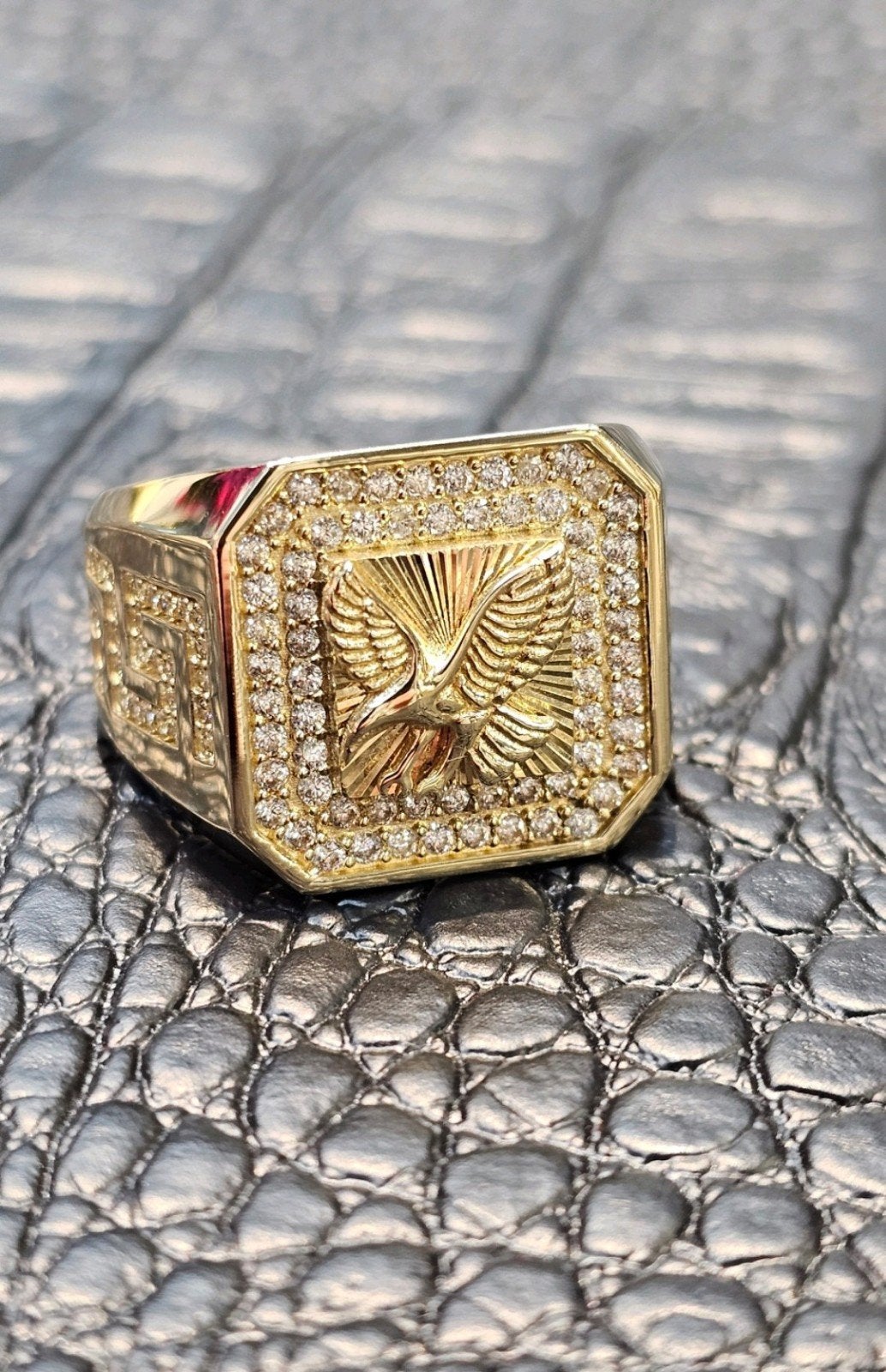 Adelaar 14k gouden ring Versace, Heer, Nieuw, Ophalen of Verzenden, Goud