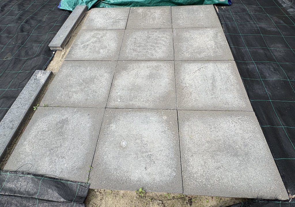 12 Antraciet Betontegels 60x60x4,5 cm (ca. 4,3 m²) MOET WEG!, Ophalen, Gebruikt, Minder dan 5 m², Beton