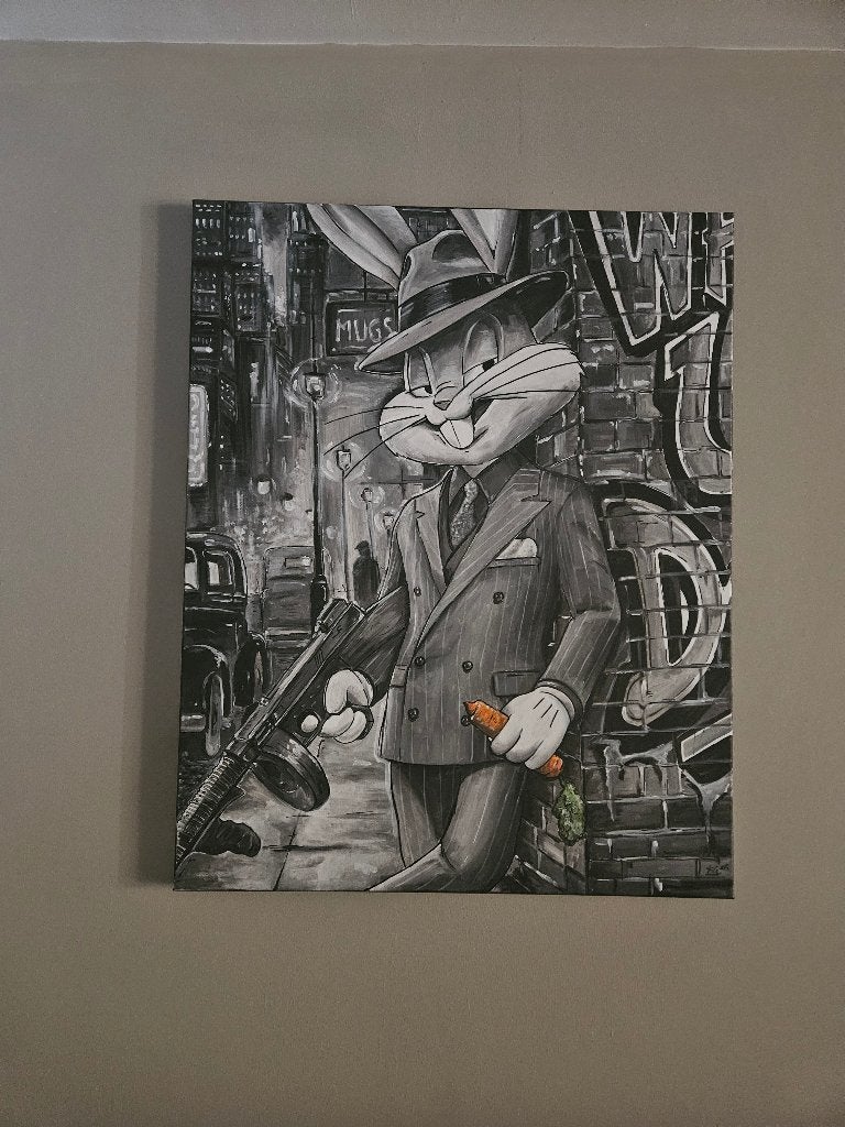 Bugs Bunny canvas 80x60, Ophalen, Print, Gemengde techniek