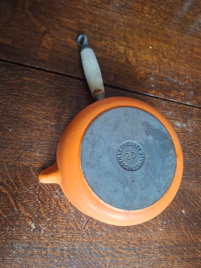 Vintage Le Creuset Sauspan Oranje - Zwaar Gebruikt, Ophalen of Verzenden