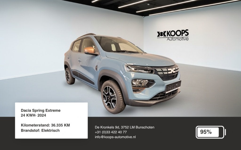 Dacia Spring Electric Extreme 24 KWH SOH 95% | Car play | Cr, Auto's, 0 cilinders, Gebruikt, Zwart, Leder