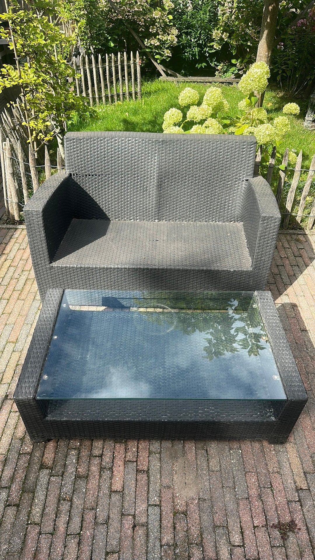 Bank en tafel, Ophalen, Gebruikt, Aluminium, Loungeset