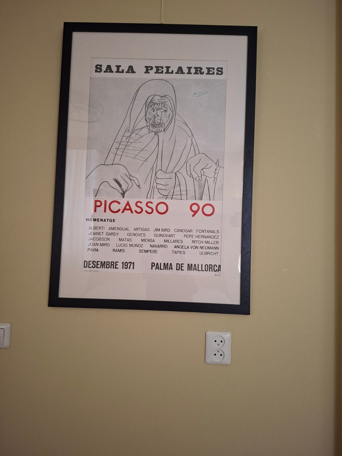Originele Picasso poster in lijst maat 50x90 cm, Gebruikt, Oorspronkelijke maker, Ophalen of Verzenden, Foto of Poster
