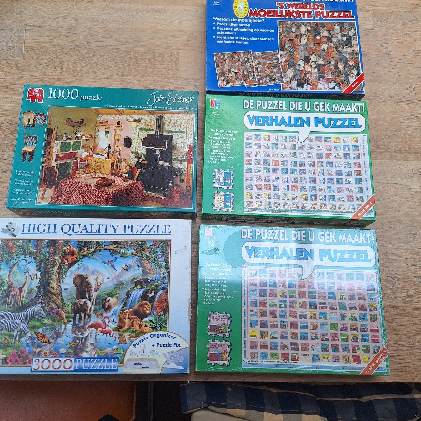 Diverse puzzels: 1000, 3000 stukjes en Verhalen Puzzel, Ophalen, Meer dan 1500 stukjes, Gebruikt, Legpuzzel