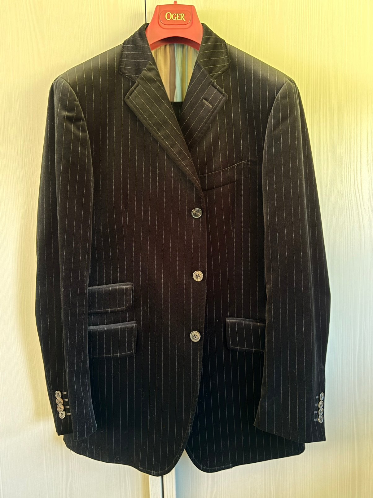 etro black velvet pinstriped smoking kostuum | 52, Kleding | Heren, Ophalen, Zo goed als nieuw, Maat 52/54 (L), Zwart