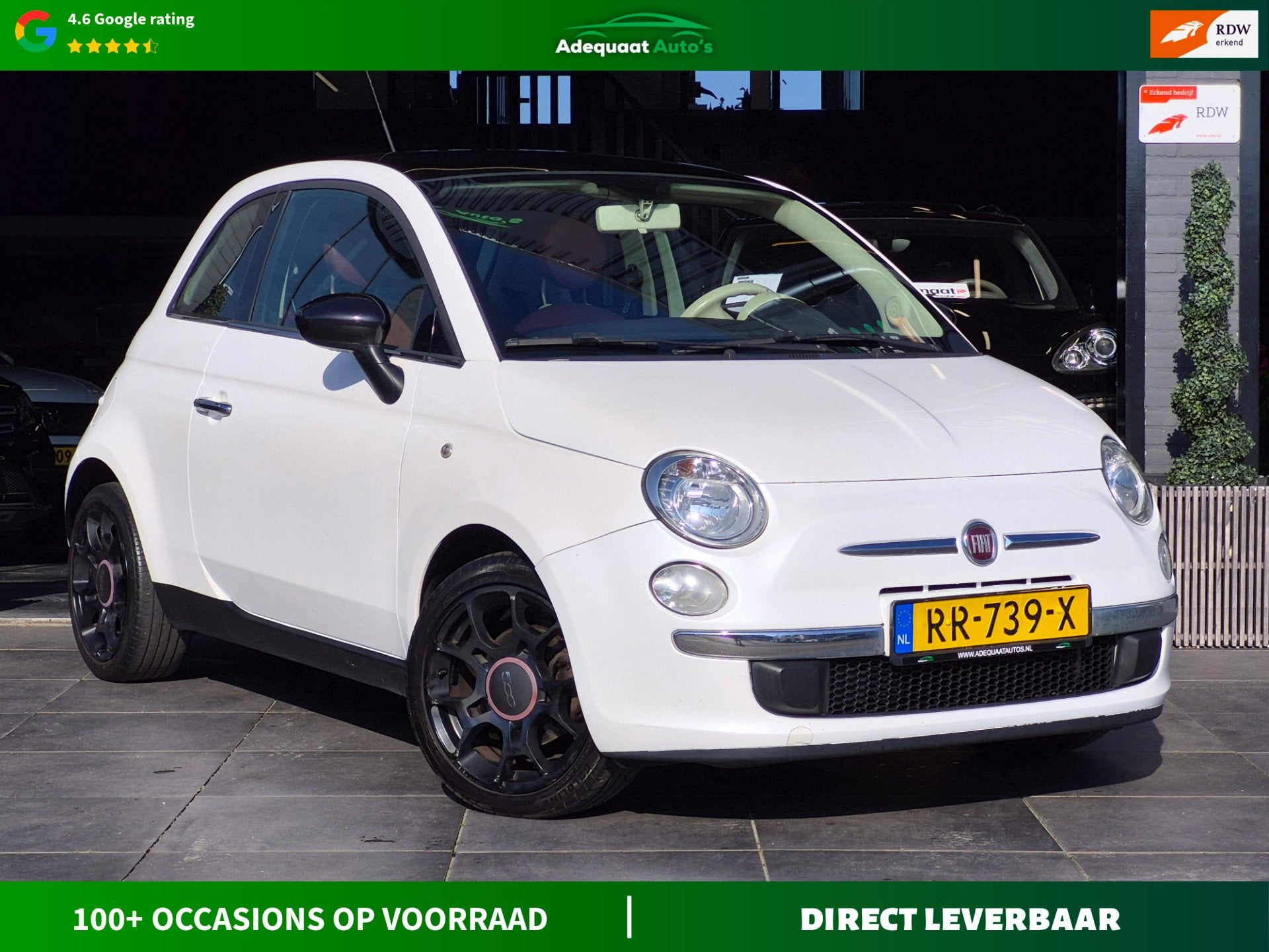 Fiat 500 1.4-16V Pop|Airco|El.Ramen|Bluetooth|APK|Leder, Auto's, 101 pk, Gebruikt, 4 cilinders, Met garantie (alle)