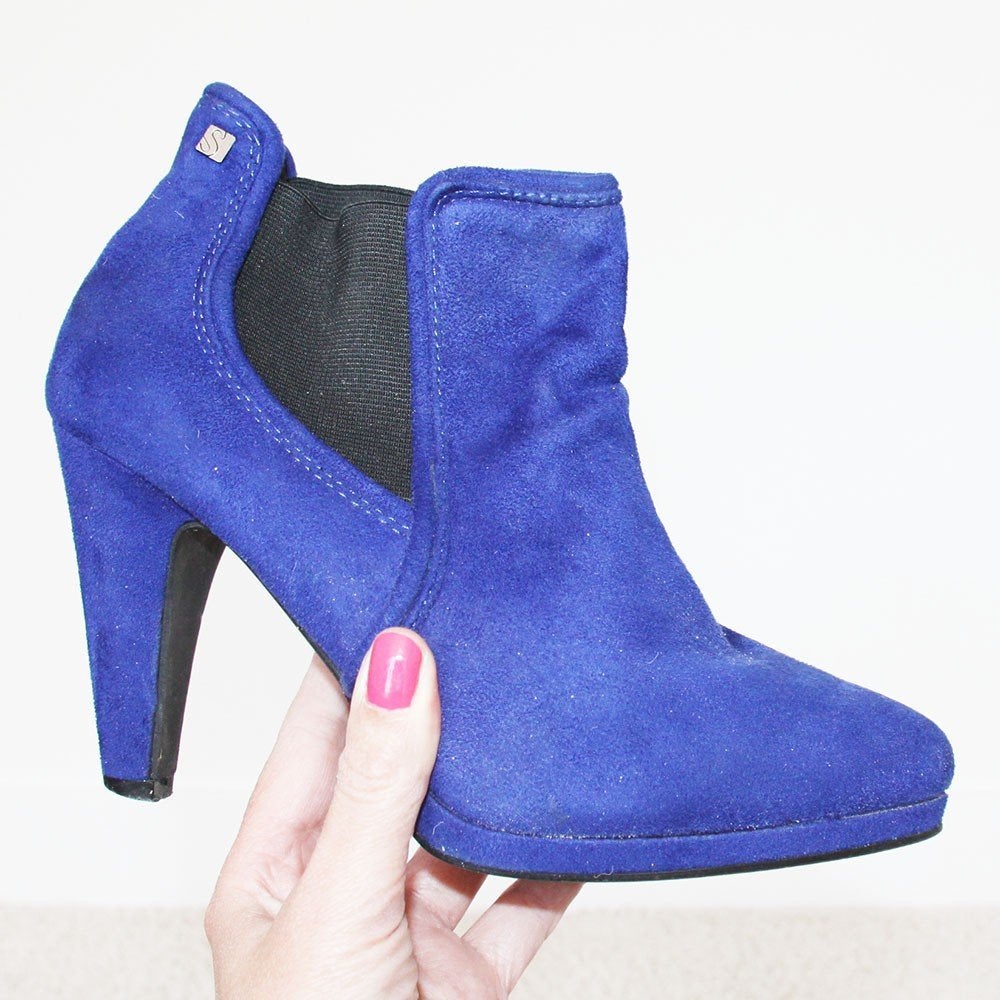 Schitterende Blauwe Suede S Laarsjes -s6 (Maat 41) € 55,-