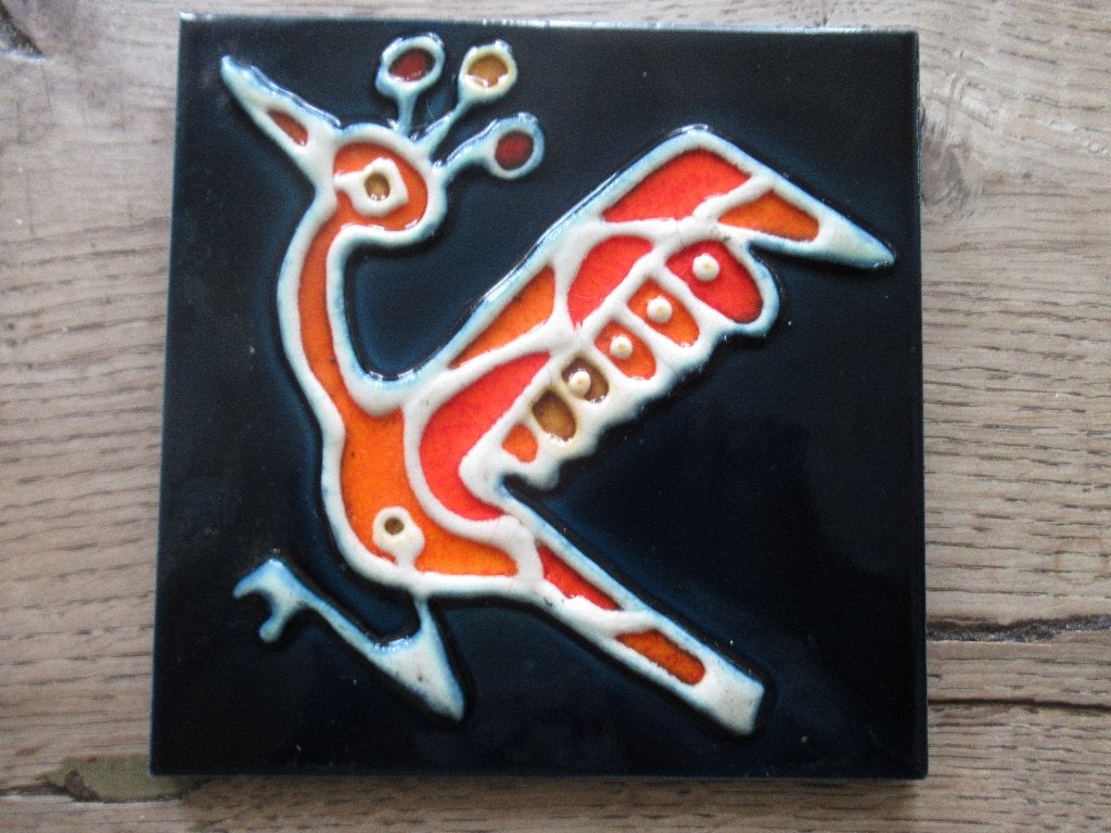 Vintage tegeltje vogel, Ophalen of Verzenden