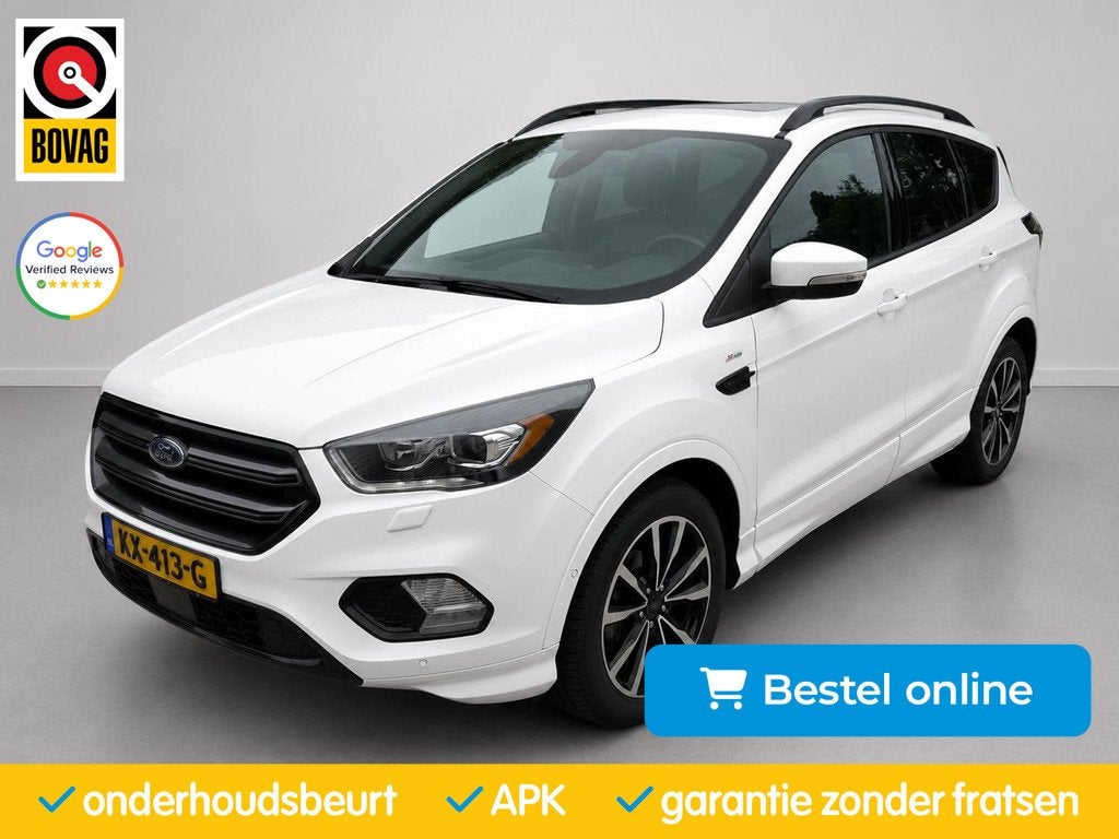 Ford Kuga 1.5 ST Line|ACC|Pano|Trekhaak|Keyless| Camera|Navi, Auto's, Ford, Euro 6, 4 cilinders, Leder en Stof, Wit