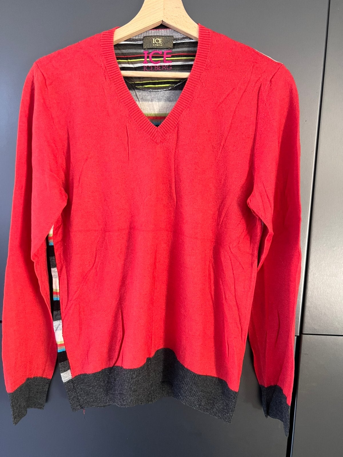 ICE ICEBERG GILMAR ORANJE / MULTI COLOR WOLLEN PULLOVER TRUI, Ophalen of Verzenden, Zo goed als nieuw, Maat 48/50 (M), Oranje