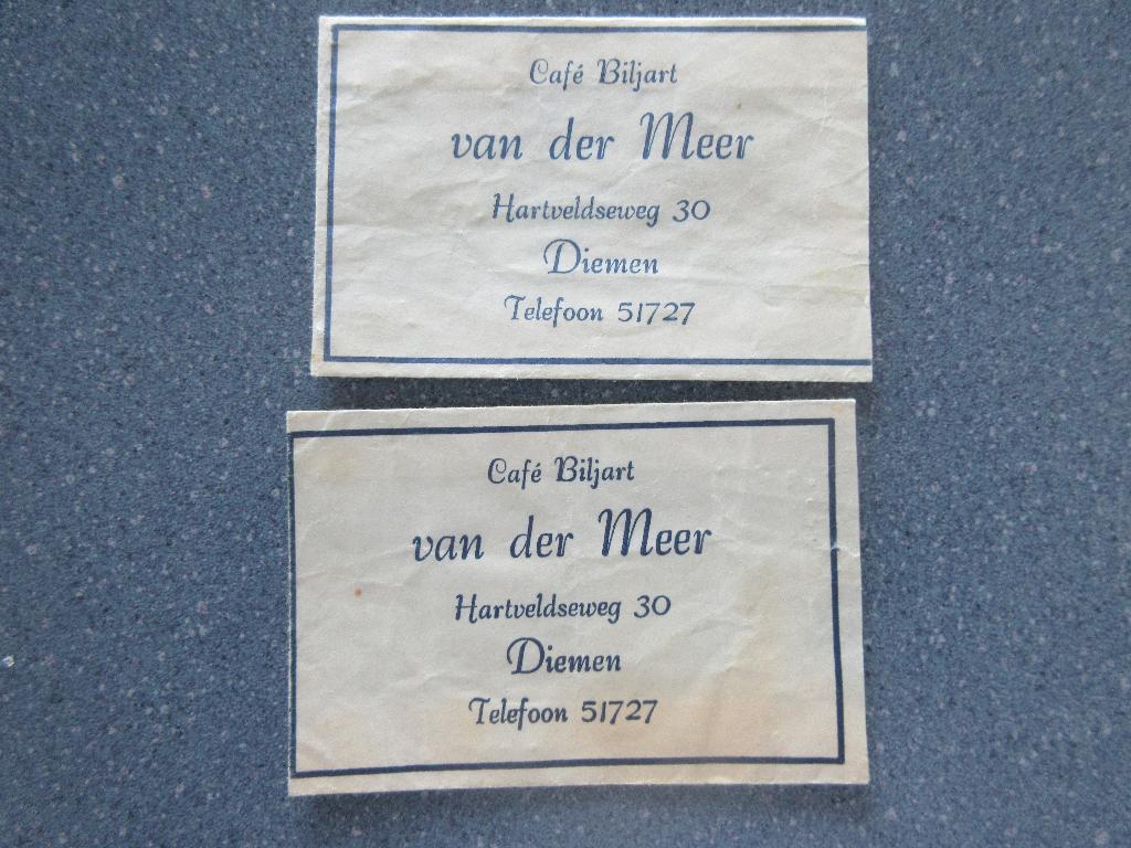 2 x Diemen, café-biljart van der Meer, Verzenden, Nederland