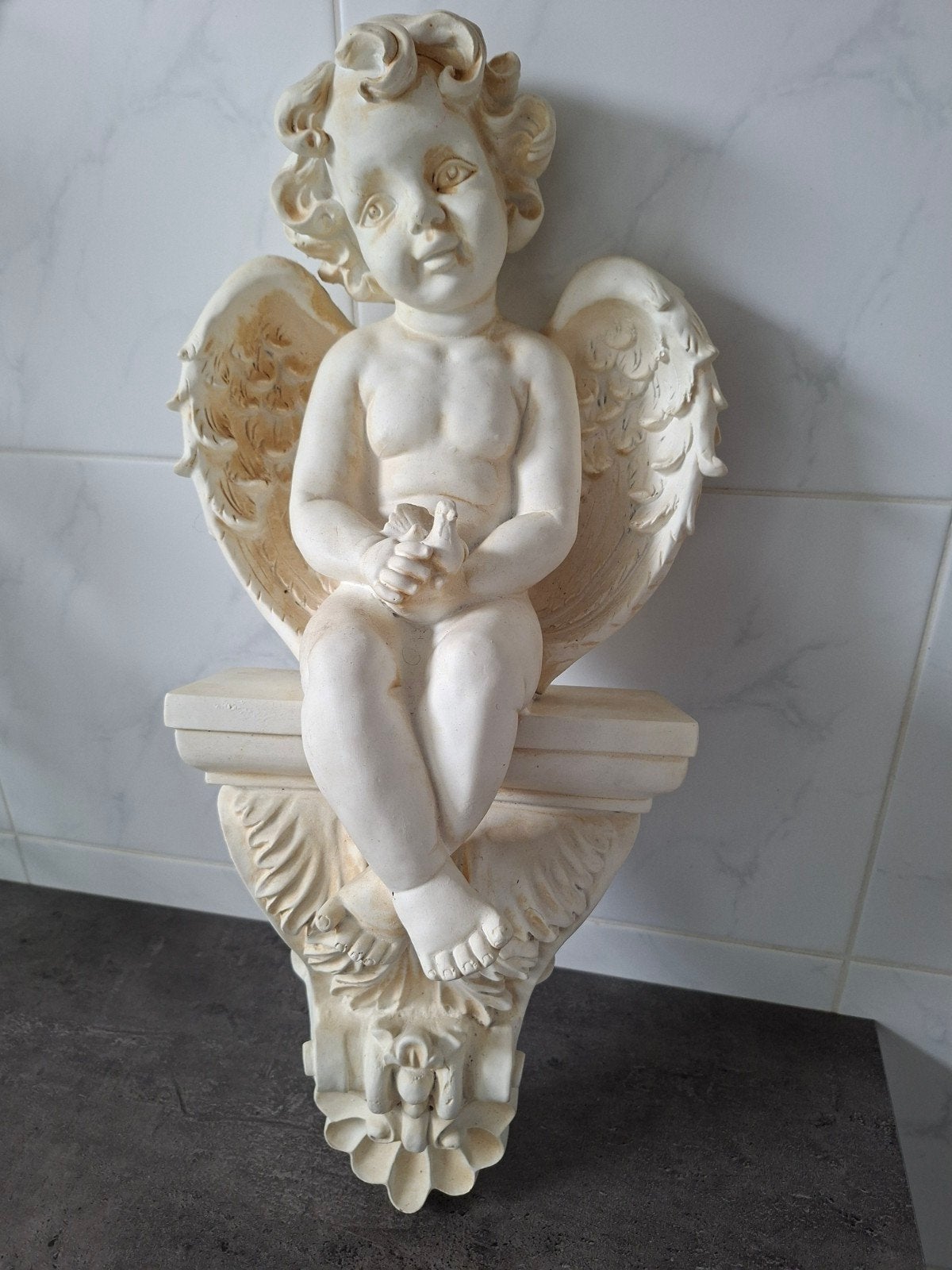 Vintage Engelenbeeldje met Vleugels - Decoratief, Huis en Inrichting, Ophalen, Vintage, Beige, Zo goed als nieuw