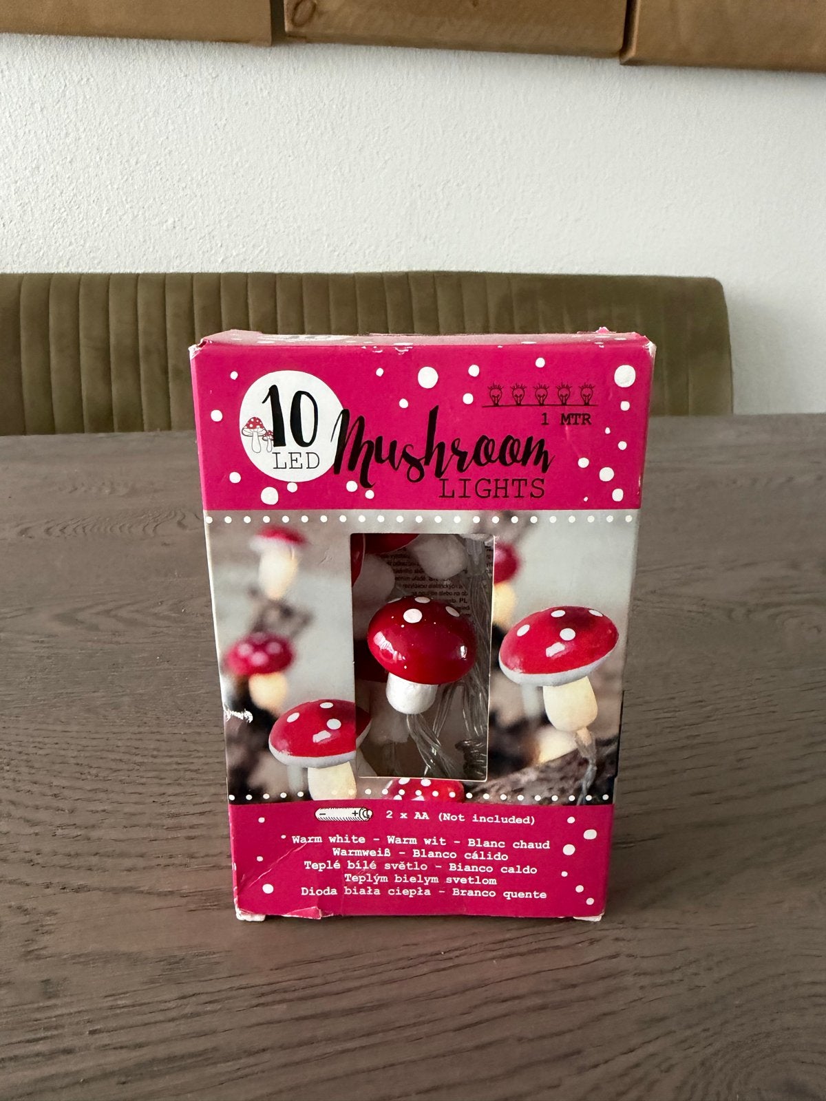 10 LED paddenstoel lampjes - Warm wit - 1 meter, Kunststof, Meerkleurig, Nieuw, Ophalen of Verzenden