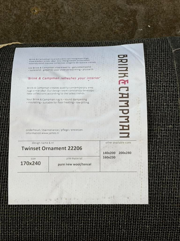 Brink en Campman Twinset Ornament tapijt NIEUW, Ophalen, 150 tot 200 cm, Rechthoekig, Nieuw