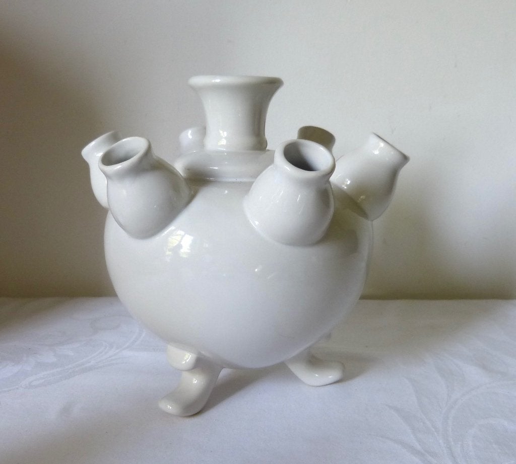 tulpenvaas, Huis en Inrichting, Wit, Ophalen of Verzenden, Zo goed als nieuw, 19 cm