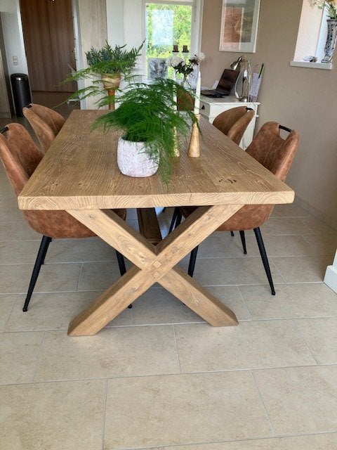 Eettafel van elmwood 190x100 cm, Ophalen, Overige materialen, 50 tot 100 cm, Vijf personen of meer