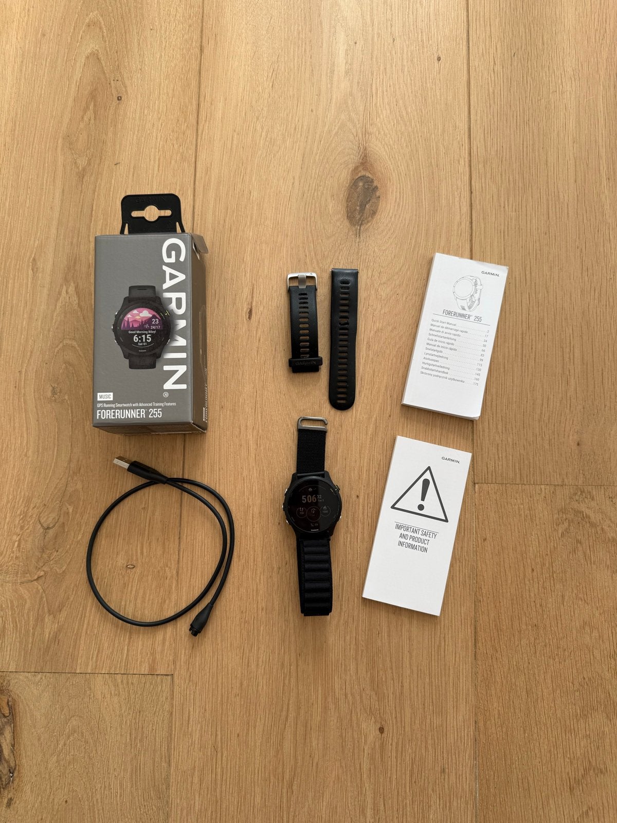 Garmin Forerunner 255 Music - Zwart sporthorloge, Gebruikt, Zwart, Ophalen of Verzenden, Waterdicht