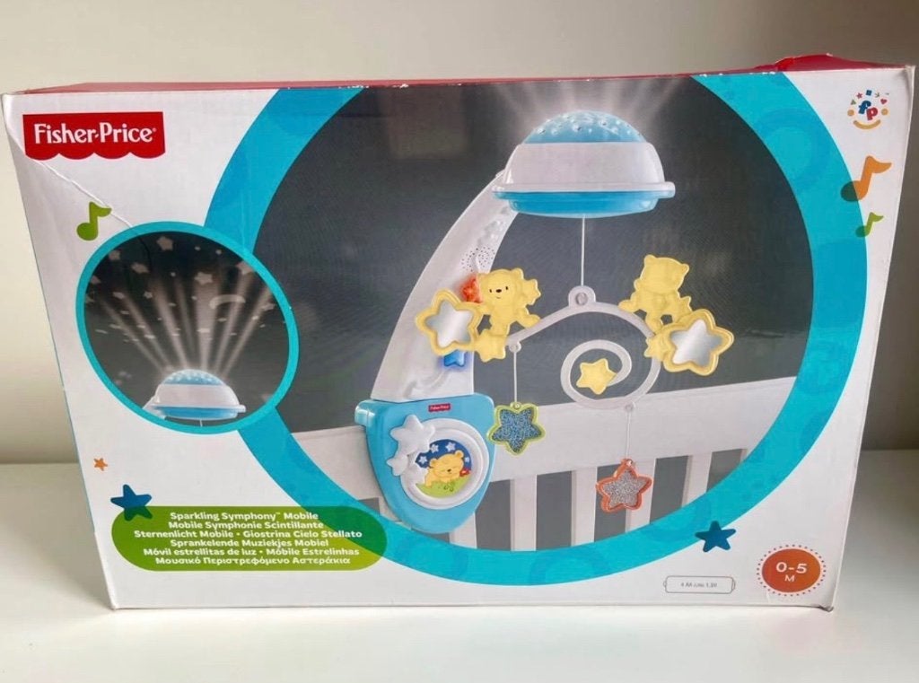 Fisher-Price muziekmobiel voor babybedje, Ophalen of Verzenden, Zo goed als nieuw, Mobiel, Met licht