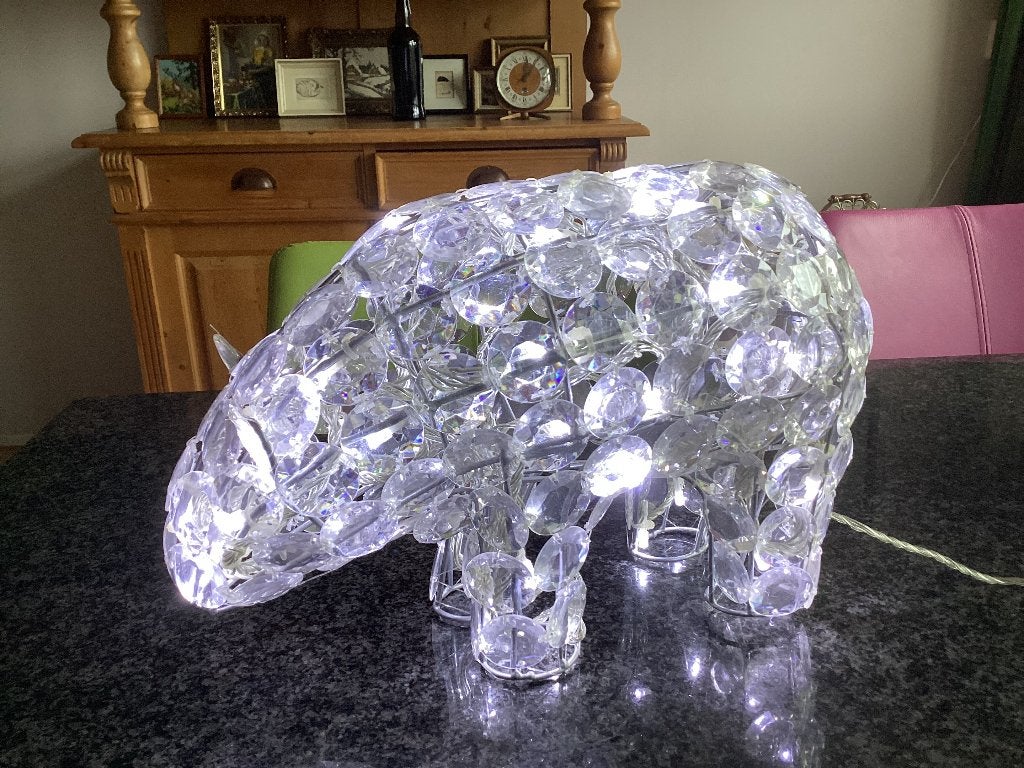 Tafellamp, ijsbeer, ‘kristallen’, led, groot, vintage, Kunststof, Gebruikt, Vintage, Wit