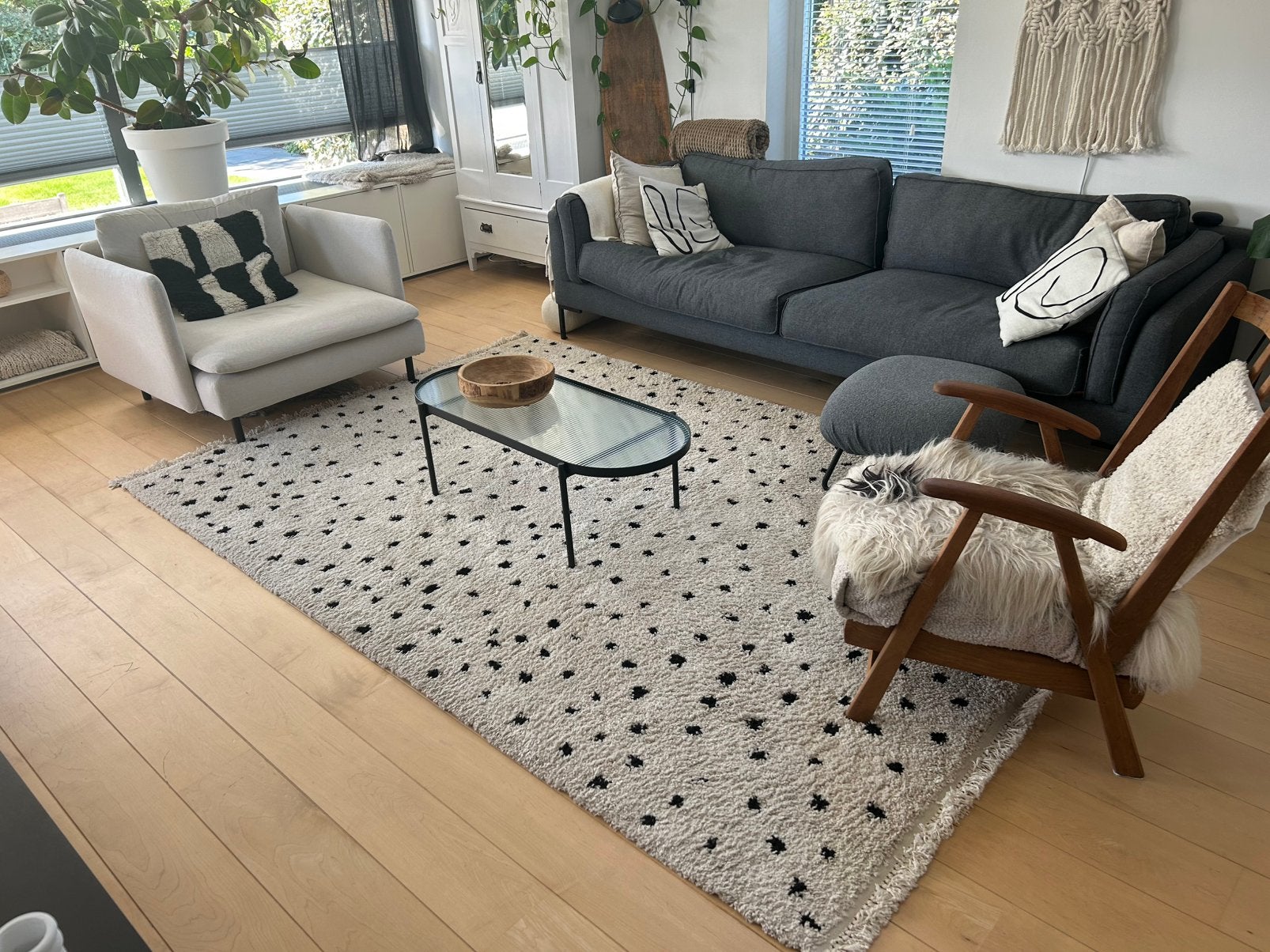 Groot Karwei vloerkleed crème met stip 290x200 izgst, Ophalen, 200 cm of meer, Zo goed als nieuw, Crème