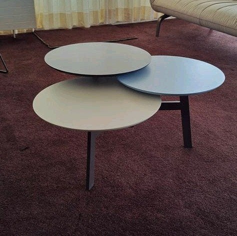 Leolux salontafel Ninfea met 3 ronde bladen, Ophalen, 50 tot 100 cm, Overige materialen, Rond