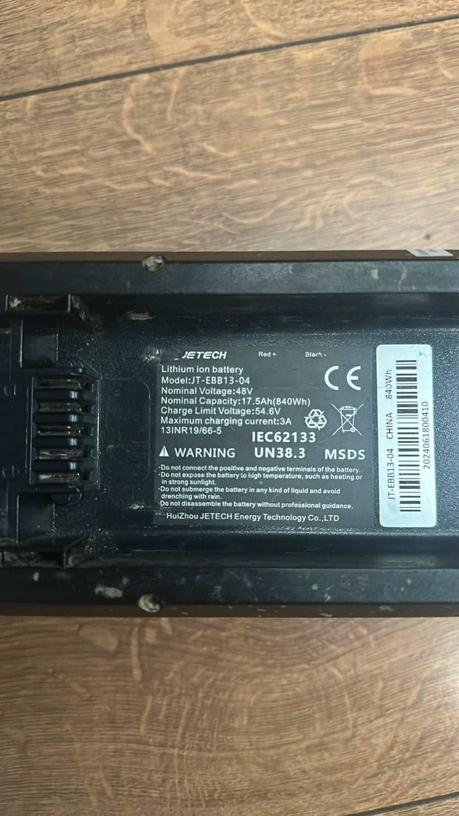 JETECH E-bike Accu 54vlt 17.5Ah (840Wh) met Oplader, Gebruikt