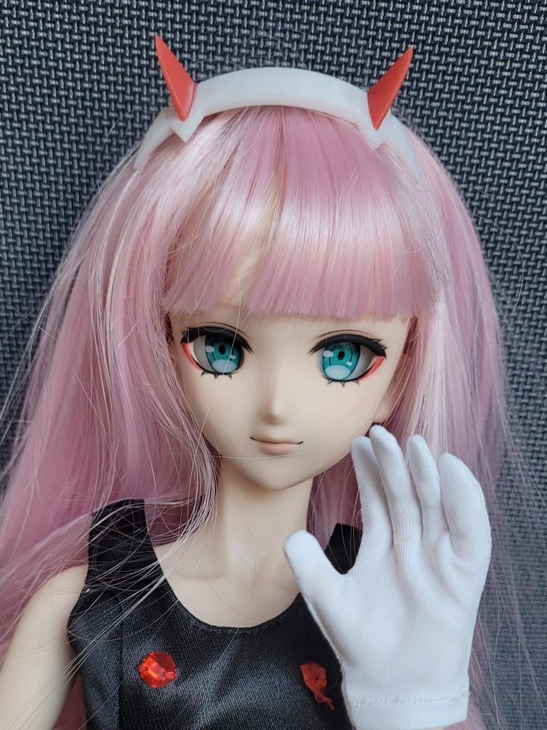 Volks Dollfie Dream Zero Two DDH-07 Hoofd + Pruik + Hoorns, Ophalen of Verzenden, Zo goed als nieuw