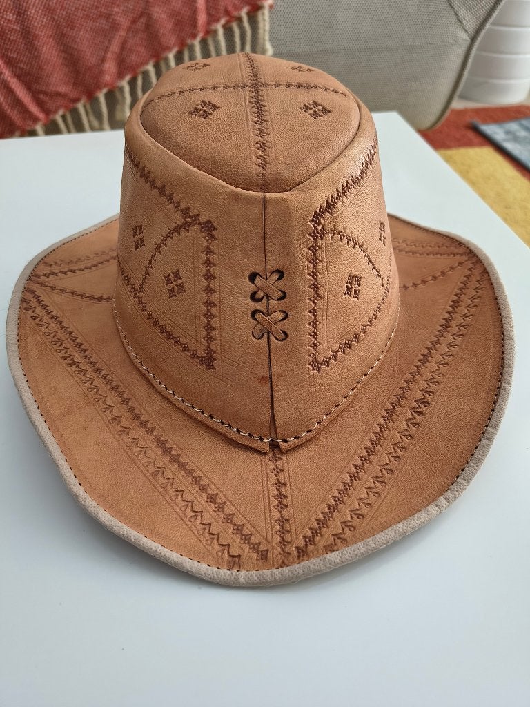 PRACHTIGE LEREN COWBOY HOED, Kleding | Heren, Hoeden en Petten, Ophalen of Verzenden, Zo goed als nieuw, Hoed