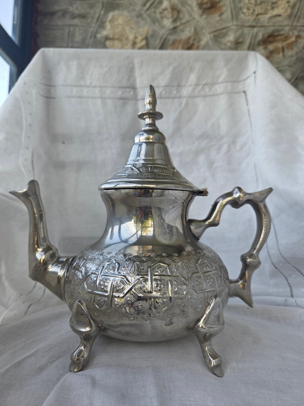 Vintage Marokkaanse theepot - Le Dinandier, Ophalen of Verzenden