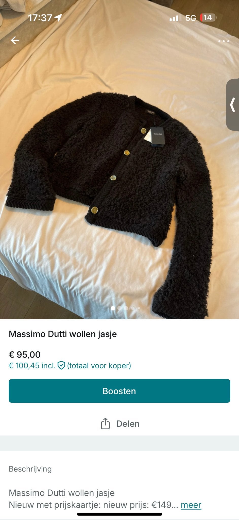 Massimo Dutti wollen jasje - Nieuw met prijskaartje, Verzenden, Nieuw, Maat 36 (S), Zwart