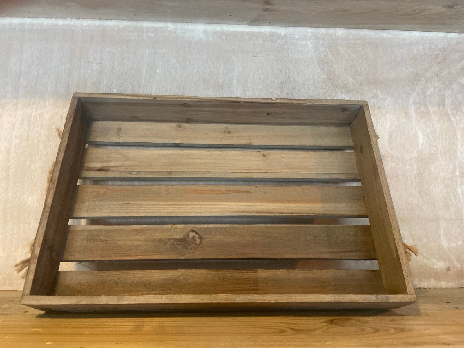 Houten Dienblad 49x32 cm met Touw Handvatten, Ophalen, Gebruikt, Dienblad, Met handvatten