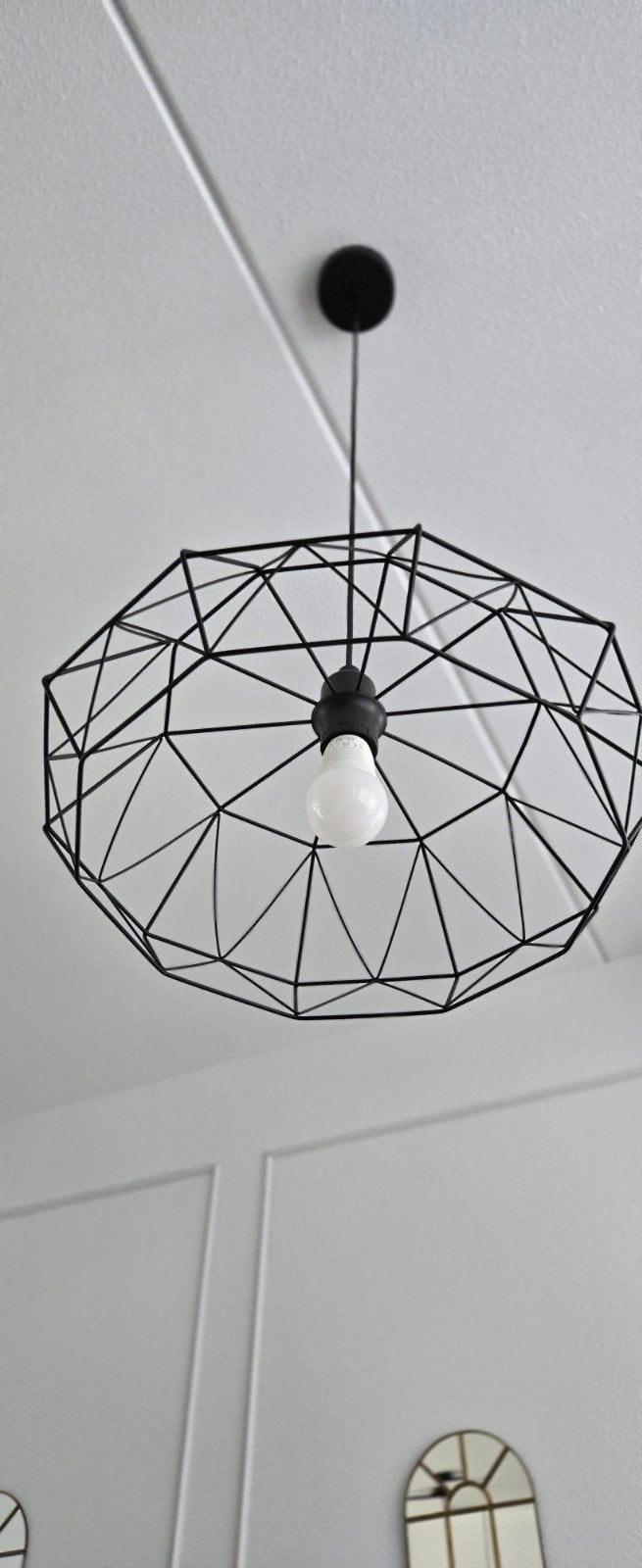 Set van 3 EGLO hanglampen - Zwart geometrisch design, Huis en Inrichting, Gebruikt, Modern, Geometrisch, Metaal, E27 (groot)