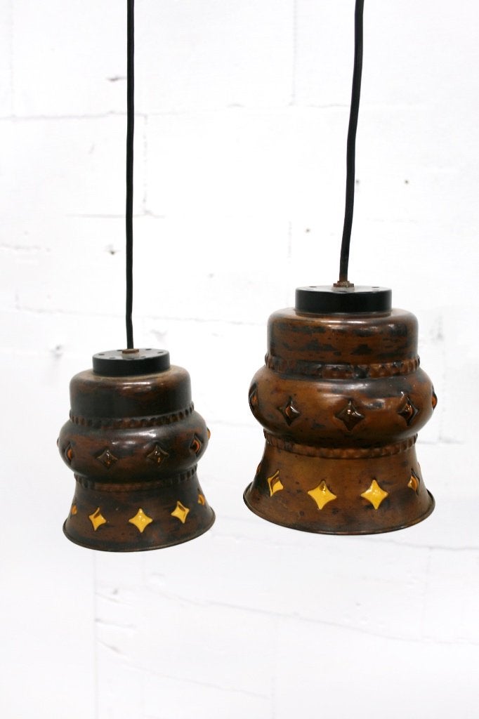 60s vintage koperen hanglamp Deens Design, Ophalen, Gebruikt, Overige fittingen, X
