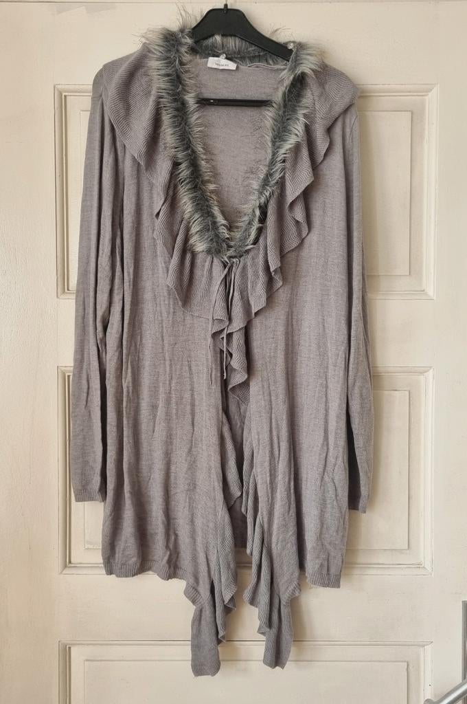 Grijs vest met verwisselbaar bontkraag XL 48-50, Yessica, Maat 46/48 (XL) of groter, Ophalen of Verzenden, Zo goed als nieuw
