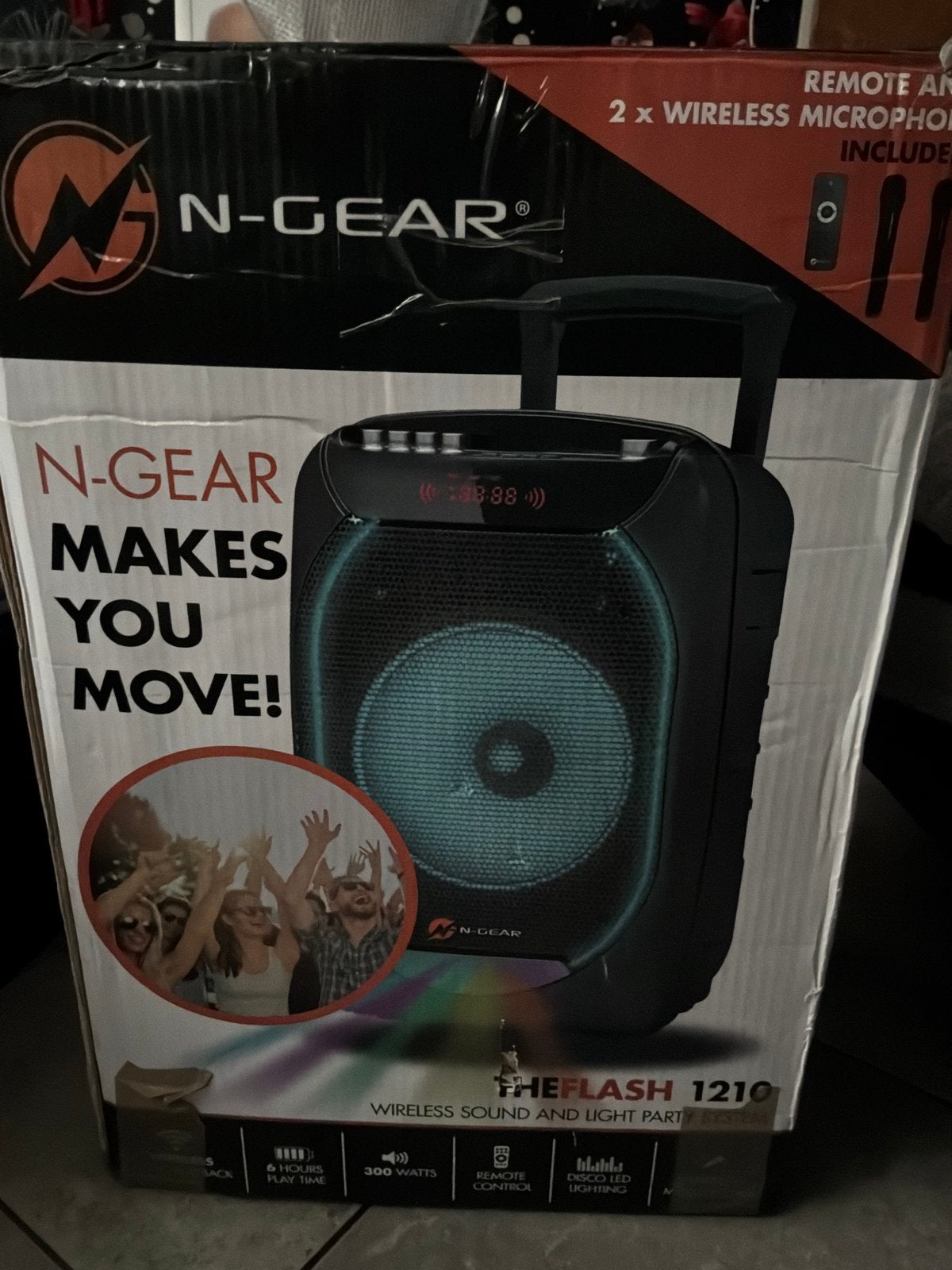 N-GEAR The Flash 1210 Party Speaker met 2 microfoons, Gebruikt, Party speaker, AUX-ingang, Ophalen