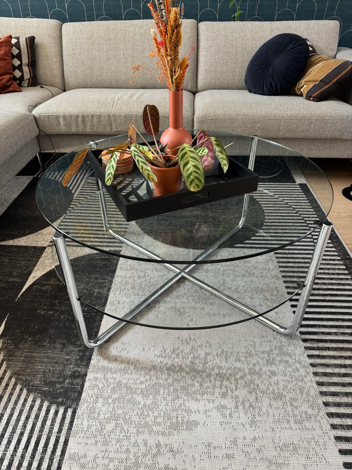 Dutch Originals GT 427 Salontafel - gispen - Glas & Metaal, Huis en Inrichting, Tafels | Salontafels, Ophalen, 50 – 75, Rond, 50 tot 100 cm